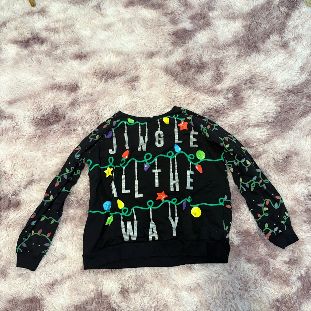 Freeze Black Sweater with Colorful Holiday Design